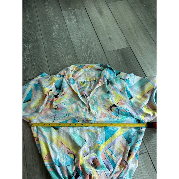 Vintage Da Rue of‎ California Blouse Pastel Silky Abstract Print Top Spring l - Picture 7 of 7